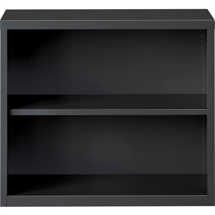 Lorell Fortress Series Bookcase - 34.5" x 12.6"30" - 2 Shelve(s) - Material: Steel - Finish: Charcoal, Powder Coated - Adjustable Shelf, Welded, Durable. Picture 3