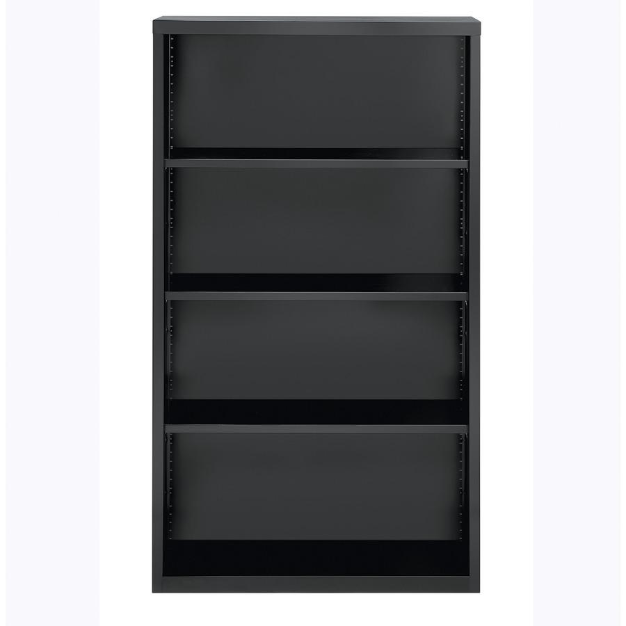 Lorell Fortress Series Bookcase - 34.5" x 13"60" - 4 Shelve(s) - Material: Steel - Finish: Charcoal, Powder Coated - Adjustable Shelf, Welded, Durable. Picture 3