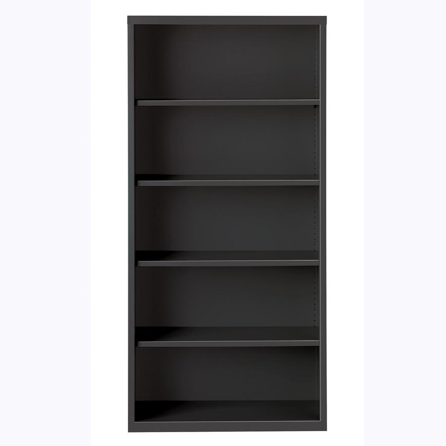 Lorell Fortress Series Bookcase - 34.5" x 13"72" - 5 Shelve(s) - Material: Steel - Finish: Charcoal, Powder Coated - Adjustable Shelf, Welded, Durable. Picture 3