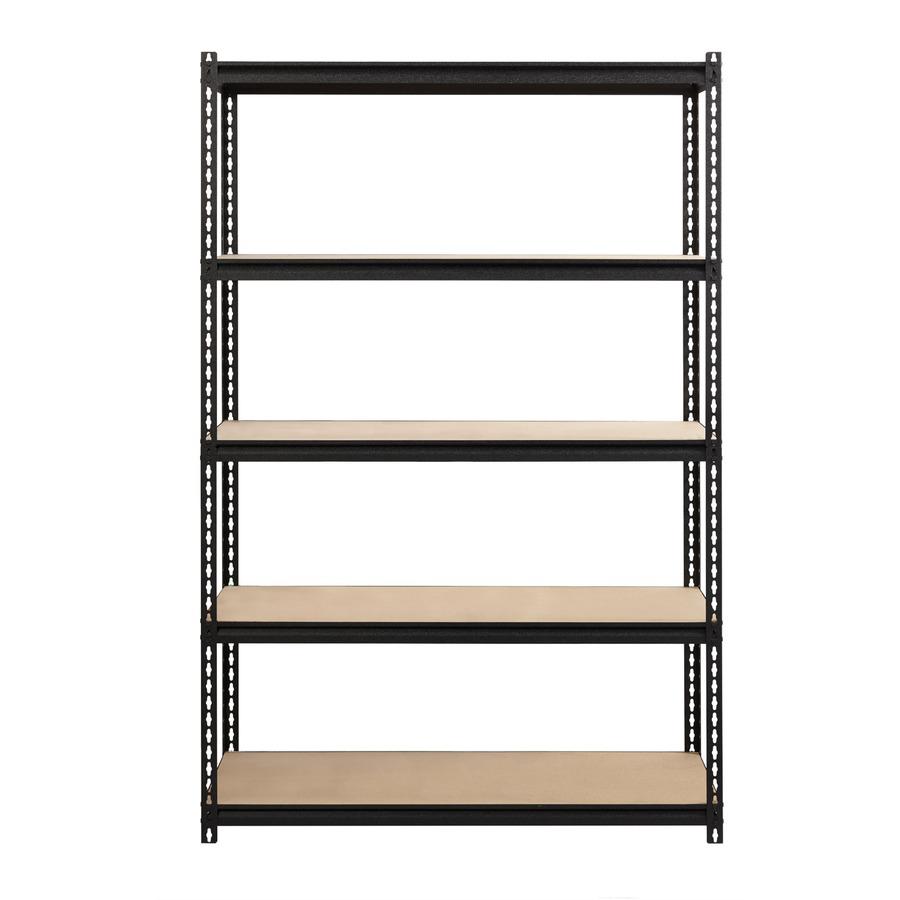 Lorell Iron Horse 2300 lb Capacity Riveted Shelving - 5 Shelf(ves) - 72" Height x 48" Width x 18" Depth - 30% Recycled - Black - Steel, Particleboard - 1 Each. Picture 4