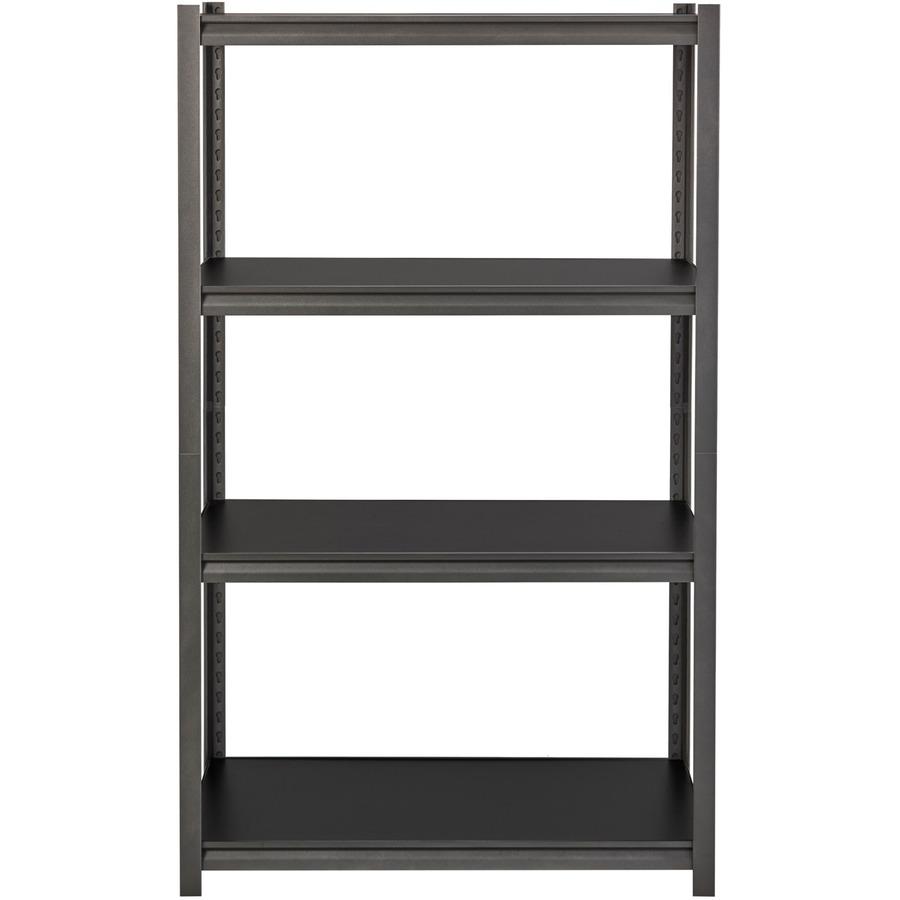 Lorell Iron Horse 3200 lb Capacity Riveted Shelving - 4 Shelf(ves) - 60" Height x 36" Width x 18" Depth - 30% Recycled - Black - Steel, Laminate - 1 Each. Picture 4