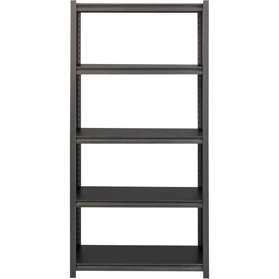 Lorell Iron Horse 3200 lb Capacity Riveted Shelving - 5 Shelf(ves) - 72" Height x 36" Width x 18" Depth - 30% Recycled - Black - Steel, Laminate - 1 Each. Picture 4