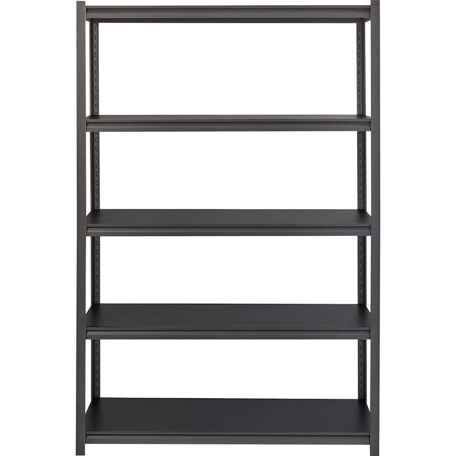 Lorell Iron Horse 3200 lb Capacity Riveted Shelving - 5 Shelf(ves) - 72" Height x 48" Width x 24" Depth - 30% Recycled - Black - Steel, Laminate - 1 Each. Picture 4