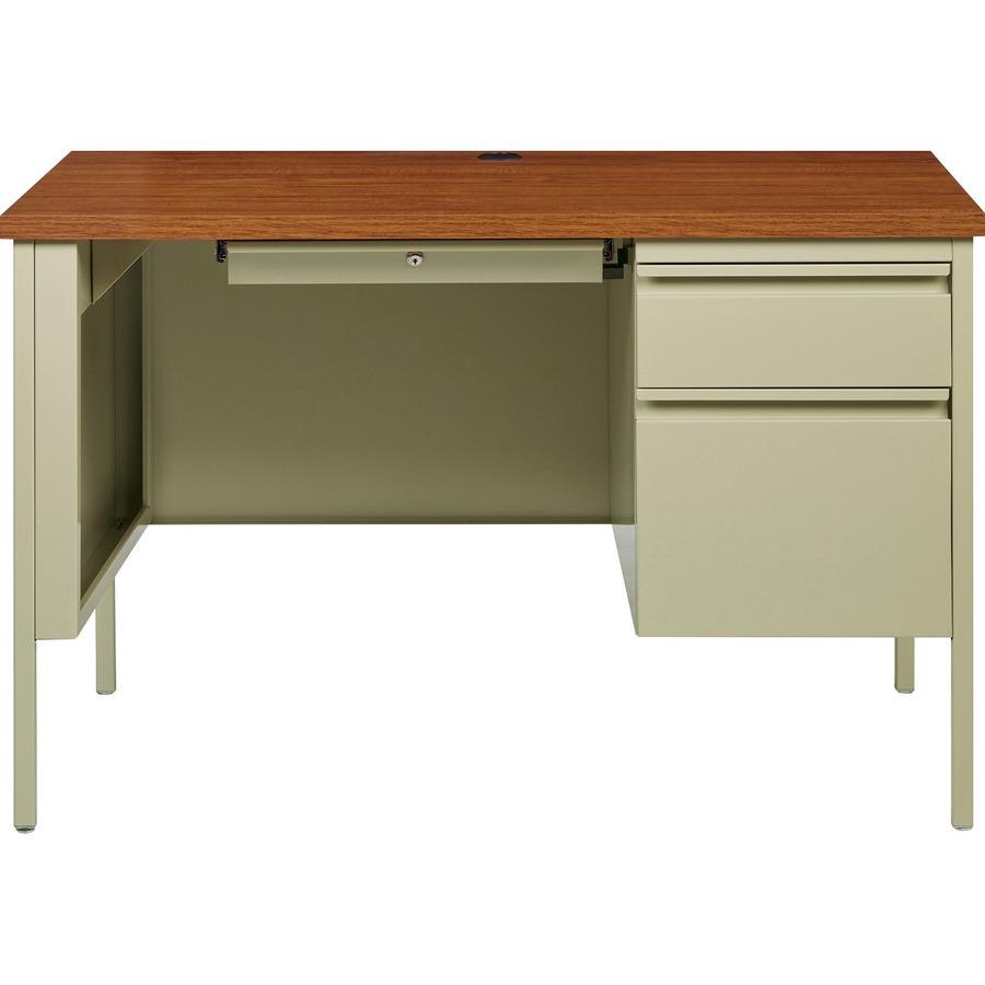 Lorell Fortress Series 45-1/2" Right Single-Pedestal Desk - 45.5" x 24"29.5" , 1.1" Table Top - Box, File Drawer(s) - Single Pedestal on Right Side - Square Edge. Picture 3