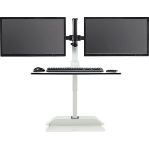 Safco Desktop Sit-Stand Desk Riser - Up to 27" Screen Support - 28 lb Load Capacity - 37.2" Height x 27.3" Width x 21.8" Depth - Desktop - Steel - White. Picture 3
