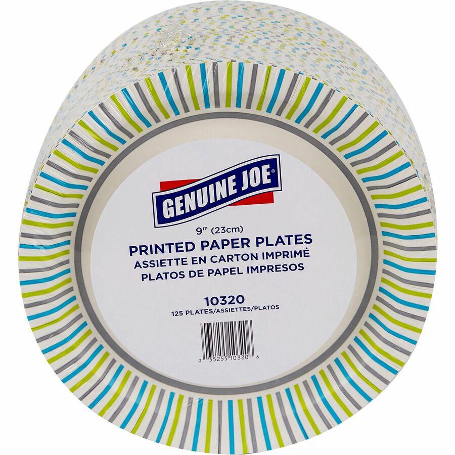 Genuine Joe Printed Paper Plates - Disposable - Assorted - 125 / Pack. Picture 2