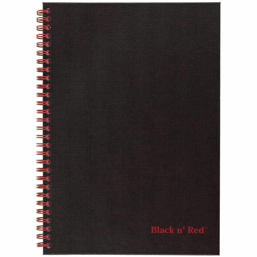 Black n' Red Hardcover Business Notebook - 70 Sheets - Twin Wirebound - Ruled9.9" x 7" - Black/Red Cover - Bleed Resistant, Ink Resistant, Hard Cover, Perforated, Foldable - 1 Each. Picture 4
