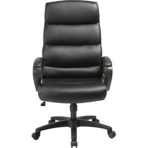 Lorell Soho High-back Leather Executive Chair - Black Bonded Leather Seat - Black Bonded Leather Back - 5-star Base - 1 Each. Picture 3