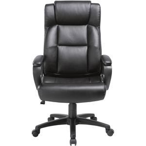 Lorell Soho High-back Leather Executive Chair - Black Bonded Leather Seat - Black Bonded Leather Back - 5-star Base - 18.39" Seat Width - 28.5" Length x 29" Width x 28" Depth x 46" Height - 1 Each. Picture 3