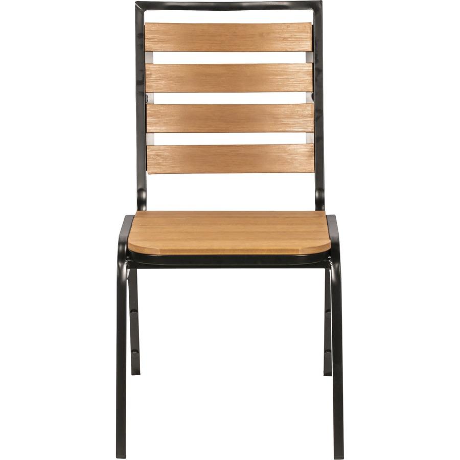 Lorell Teak Outdoor Chair - Teak Faux Wood Seat - Teak Faux Wood Back - Four-legged Base - 4 / Carton. Picture 3