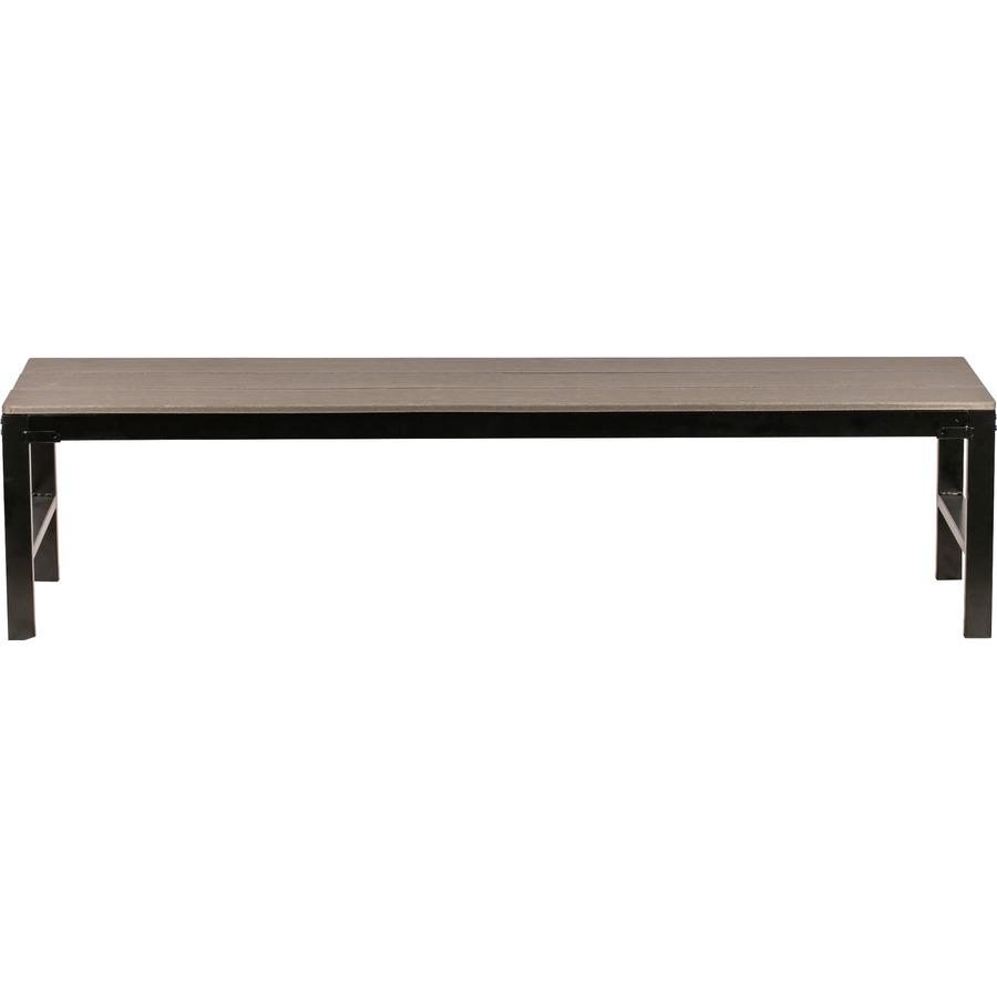 Lorell Charcoal Faux Wood Outdoor Bench - Weathered Charcoal Faux Wood Seat - Four-legged Base - 1 Each. Picture 3