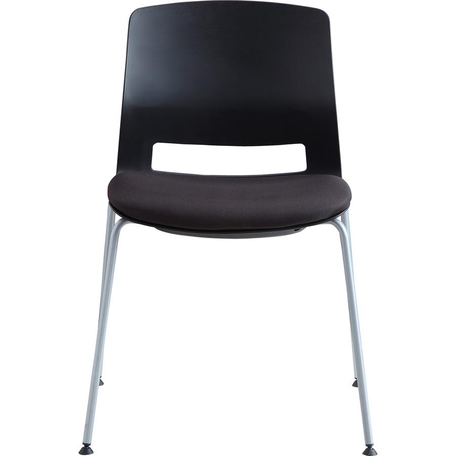 Lorell Arctic Series Stack Chairs - Black Foam, Fabric Seat - Black Back - Four-legged Base - 2 / Carton. Picture 3