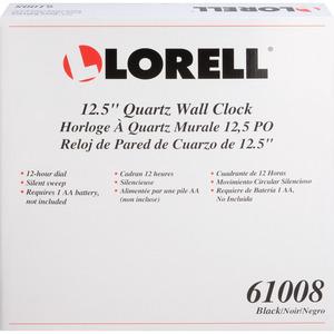 Lorell 12-1/2" Slimline Wall Clock - Analog - Quartz - Black - Modern Style. Picture 3