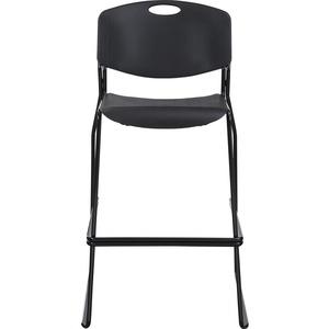Lorell Heavy-duty Bistro Stack Chairs - Black Plastic Seat - Black Plastic Back - Black Steel Frame - 2 / Carton. Picture 2