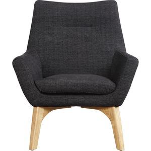 Lorell Quintessence Collection Upholstered Chair - Black Seat - Black Back - Low Back - Four-legged Base - 1 Each. Picture 3