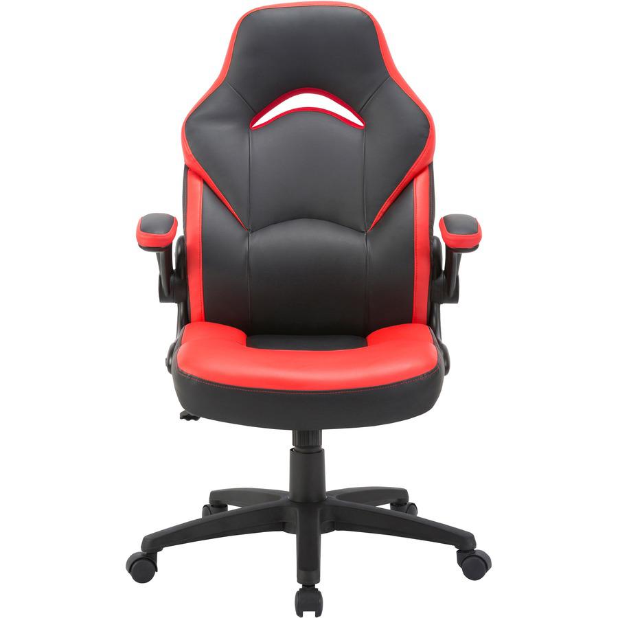 Lorell Bucket Seat High-back Gaming Chair - Red, Black Seat - Red, Black Back - 5-star Base - 28" Length x 20.5" Width x 47.5" Height. Picture 6