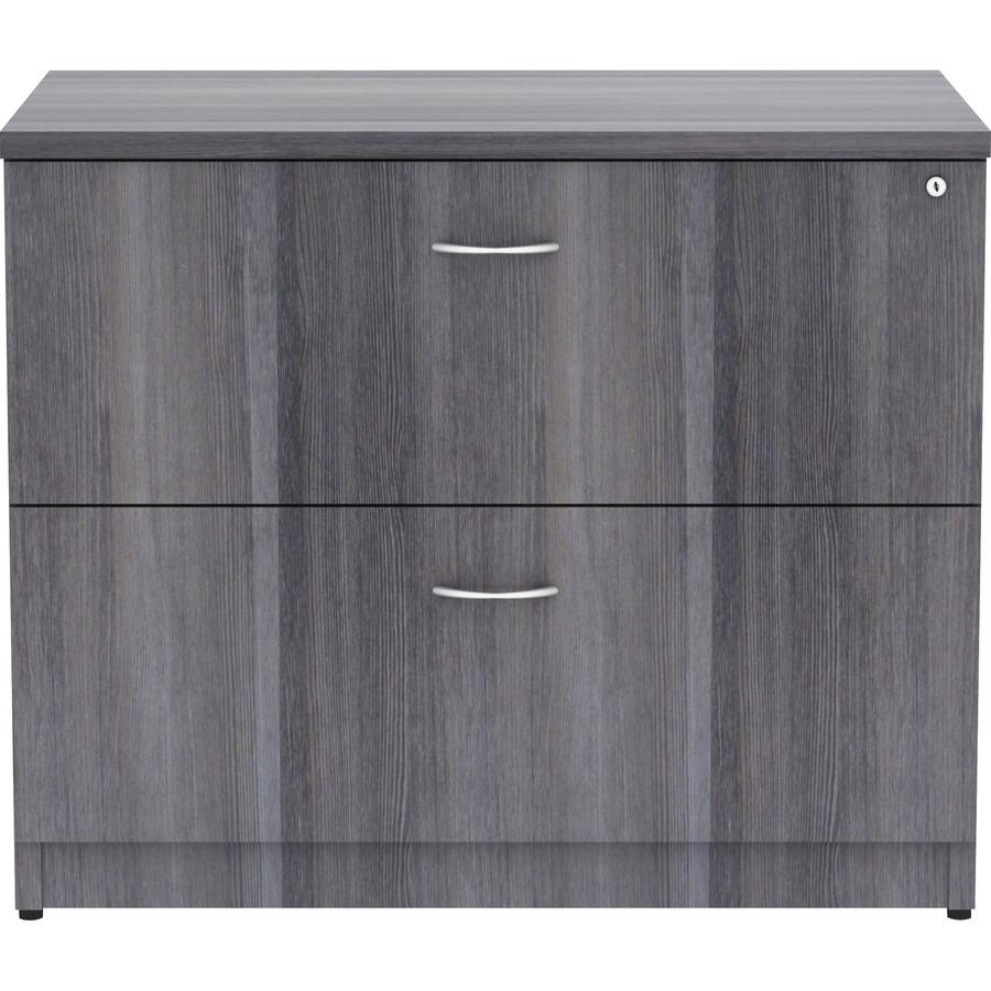 Lorell Essentials Series Lateral File - 35" x 22"29.5" , 1" Top - 2 x File Drawer(s) - Finish: Weathered Charcoal, Laminate. Picture 3