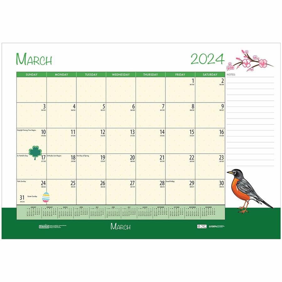 House of Doolittle Seasonal Holiday Academic Desk Pad - Academic - Julian Dates - Monthly - 12 Month - July 2023 - June 2024 - 1 Month Single Page Layout - Desk Pad - Black - Leatherette - 17" Height . Picture 6