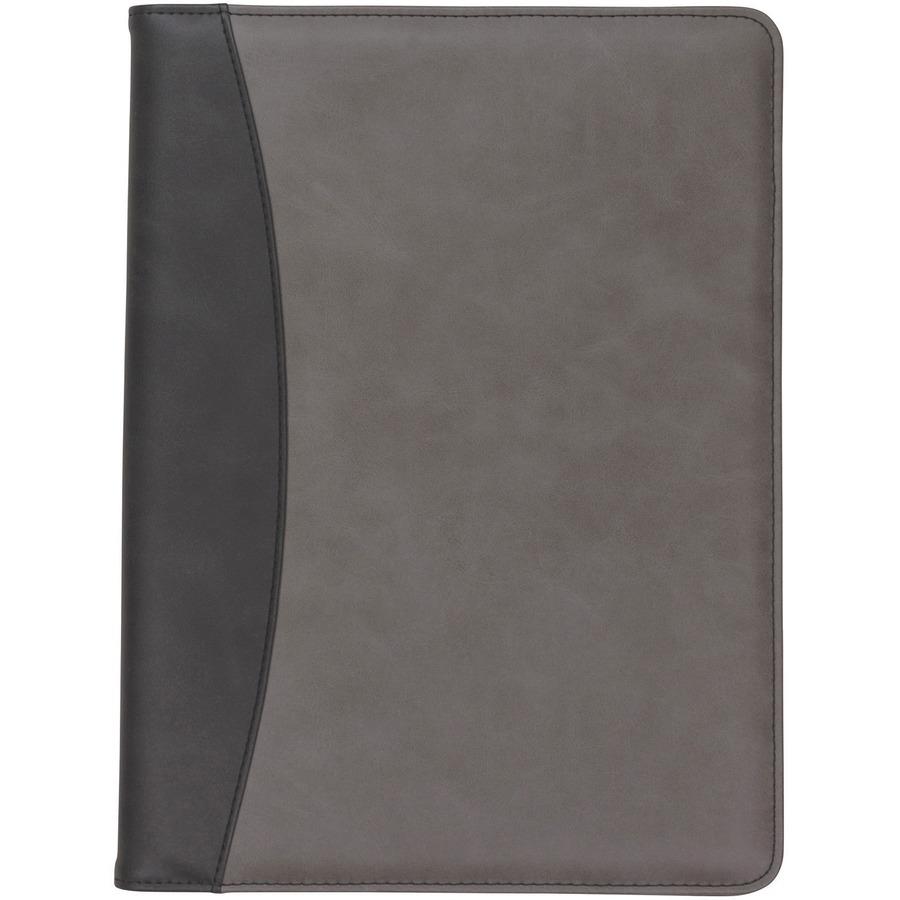 Samsill Pad Folio - Faux Leather, Polyurethane, Leather - Black, Gray - 16. Picture 3
