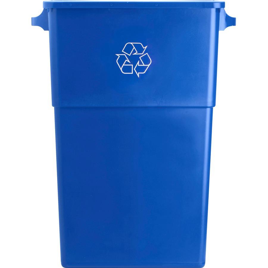 Genuine Joe 23 Gallon Recycling Container - 23 gal Capacity - Rectangular - 30" Height x 22.5" Width x 11" Depth - Blue, White - 4 / Carton. Picture 4