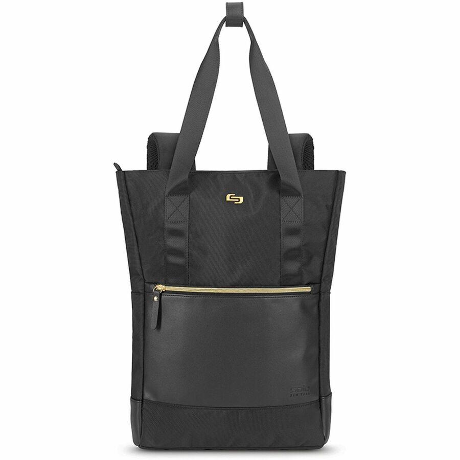 Solo PARKER Carrying Case (Tote) for 15.6" Notebook - Classic Black, Gold - Polyster - Shoulder Strap, Handle - 16" Height x 15" Width x 4.5" Depth - 1 Pack. Picture 2