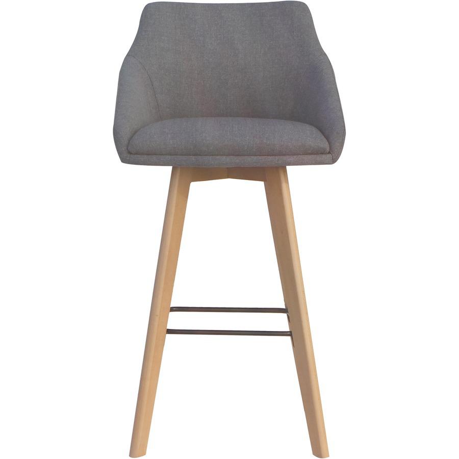 Lorell Gray Flannel Mid-Century Modern Guest Stool - Four-legged Base - Gray - 2 / Carton. Picture 2