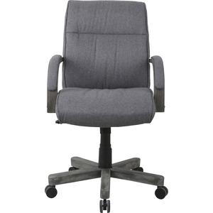 Lorell Gray Fabric High-Back Executive Chair - Gray Fabric, Wood Seat - Gray Fabric, Wood Back - 5-star Base - 1 Each. Picture 4