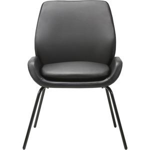 Lorell Bonded Leather U-Shaped Seat Guest Chair - Bonded Leather Seat - Bonded Leather Back - Black - 1 Each. Picture 4