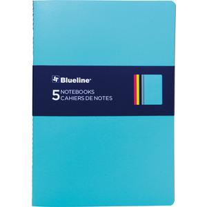 Rediform Blueline 5 Notebooks Pack - 64 Pages - Sewn - 5 3/4" x 8 1/4" - Assorted Cover - Soft Cover, Flexible Cover, Bleed Resistant - 5 / Pack. Picture 2