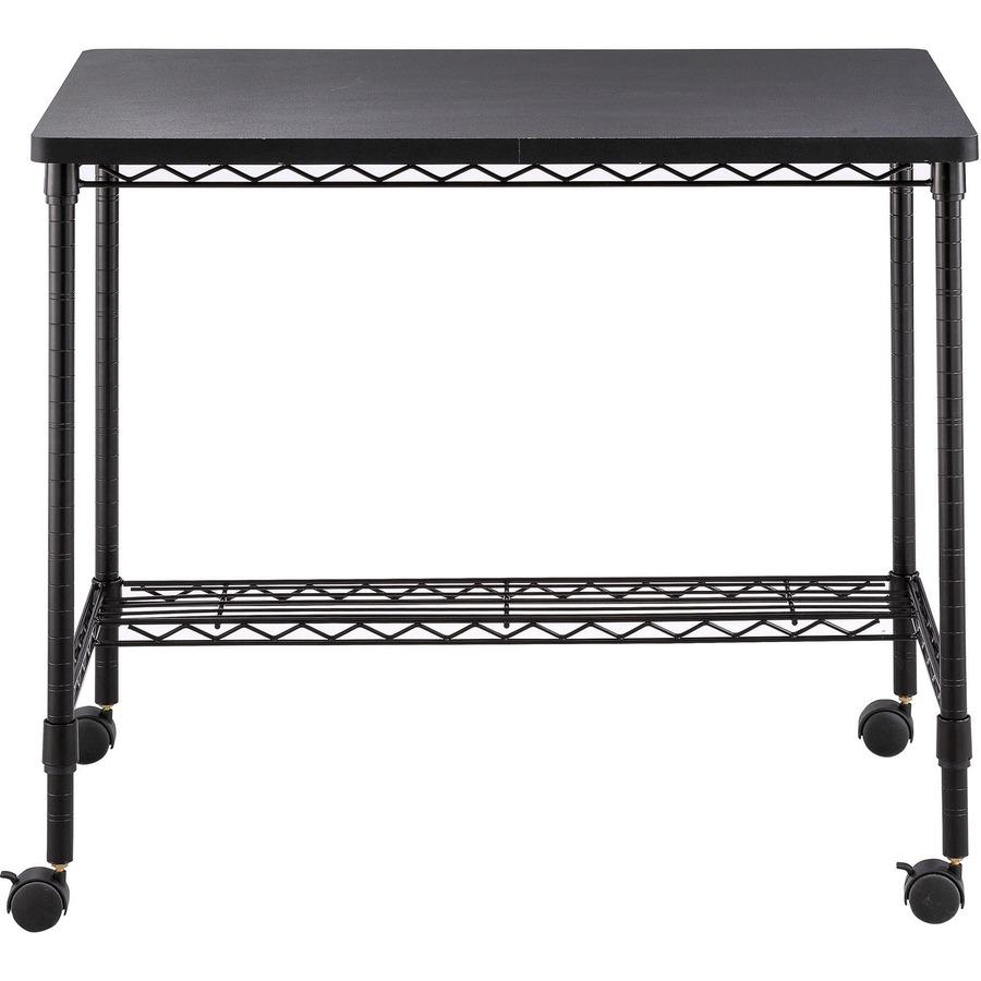 Safco Mobile Wire Desk - Melamine, Black - 35.75" Table Top Width x 24" Table Top Depth - 30.75" Height - Assembly Required - Black - 1 Each. Picture 2