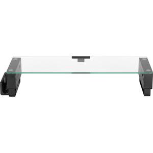 Lorell Single Shelf USB Glass Monitor Stand - 44 lb Load Capacity - 1 x Shelf(ves) - 3.7" Height x 24.1" Width x 8.3" Depth - Desktop - Glass - Black. Picture 4