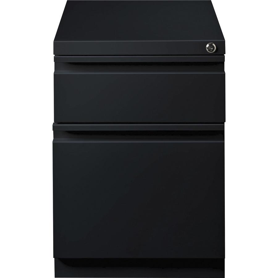 Lorell 20" Box/File Mobile Pedestal - 15" x 19.9" x 23.8" for Box, File - Letter - Mobility, Ball-bearing Suspension, Removable Lock, Pull-out Drawer, Recessed Drawer, Anti-tip, Casters, Key Lock - Bl. Picture 6