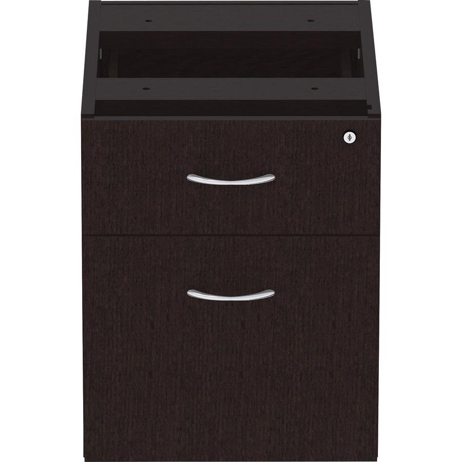 Lorell Essentials Series Box/File Hanging File Cabinet - 16" x 22" x 21" Pedestal - 2 Drawer(s) - Finish: Espresso. Picture 3