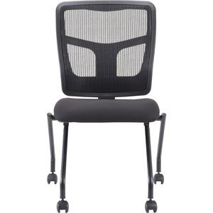 Lorell Nesting Chair - Black Fabric Seat - Mesh Back - Metal Frame - Rectangular Base - Black - 2 / Carton. Picture 11