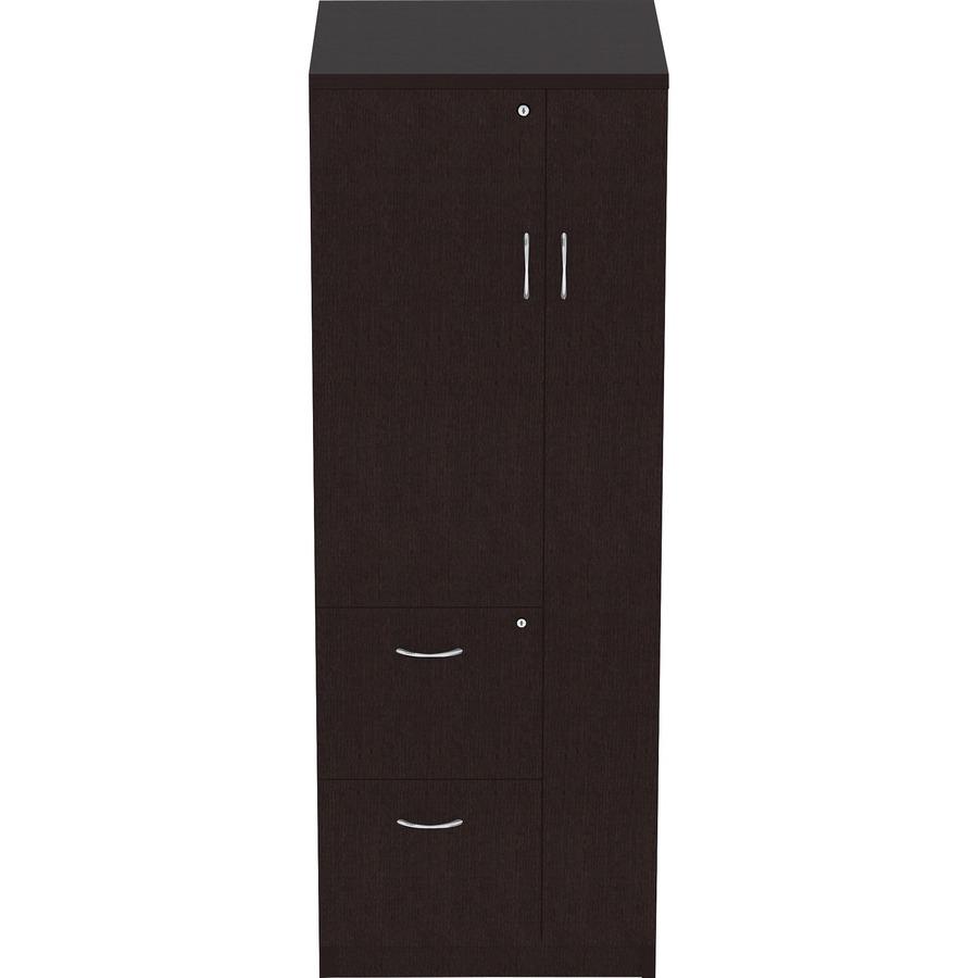 Lorell Essentials Series Tall Storage Cabinet - 23.6" x 23.6"65.6" Cabinet - 2 x File Drawer(s) - 1 Door(s) - 2 Shelve(s) - Material: Laminate, Medium Density Fiberboard (MDF), Particleboard - Finish:. Picture 3