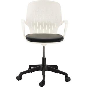 Safco Shell Desk Chair - Black Vinyl Plastic Seat - White Plastic Back - Steel Frame - 5-star Base - 1 Each. Picture 3
