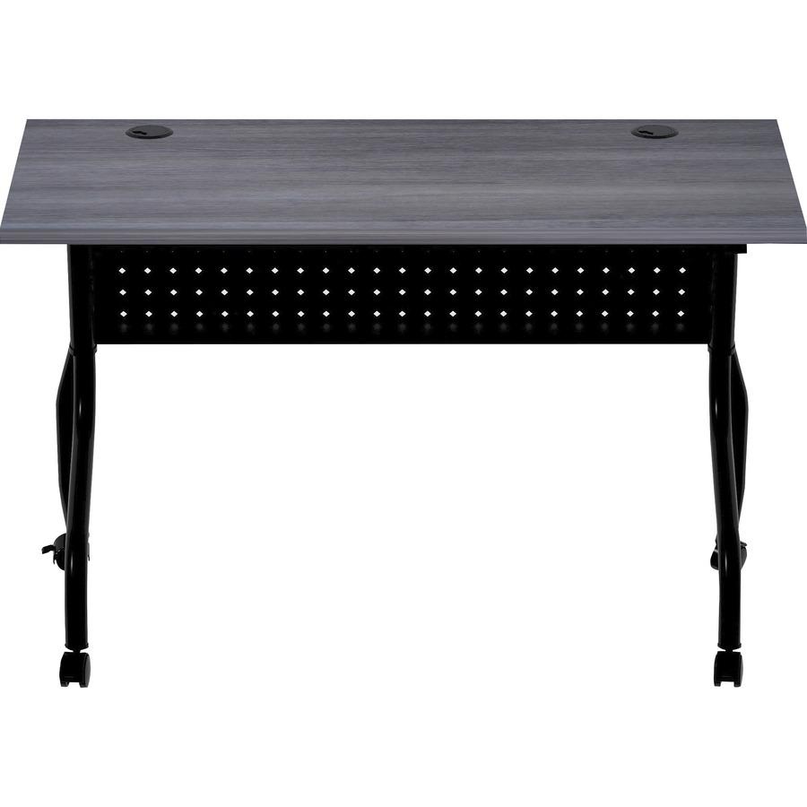 Lorell Charcoal Flip Top Training Table - Charcoal Rectangle, Melamine Top - Black Four Leg Base - 4 Legs - 48" Table Top Width x 23.60" Table Top Depth - 29.50" Height - Melamine. Picture 6