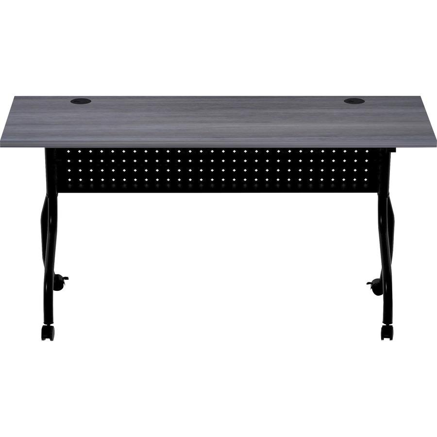 Lorell Flip Top Training Table - Charcoal Rectangle, Melamine Top - Black Four Leg Base - 4 Legs x 60" Table Top Width x 23.60" Table Top Depth - 29.50" Height - Melamine - 1 Each. Picture 5