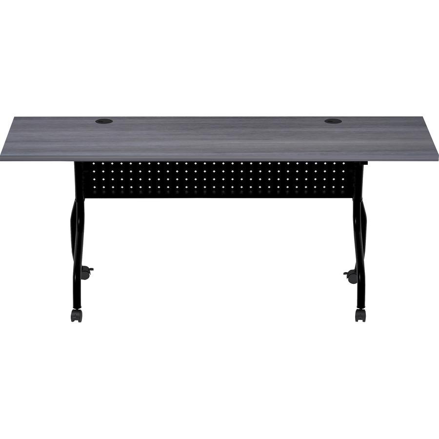 Lorell Charcoal Flip Top Training Table - For - Table TopCharcoal Rectangle, Melamine Top - Black Four Leg Base - 4 Legs x 72" Table Top Width x 23.60" Table Top Depth - 29.50" Height - Melamine - 1 E. Picture 5