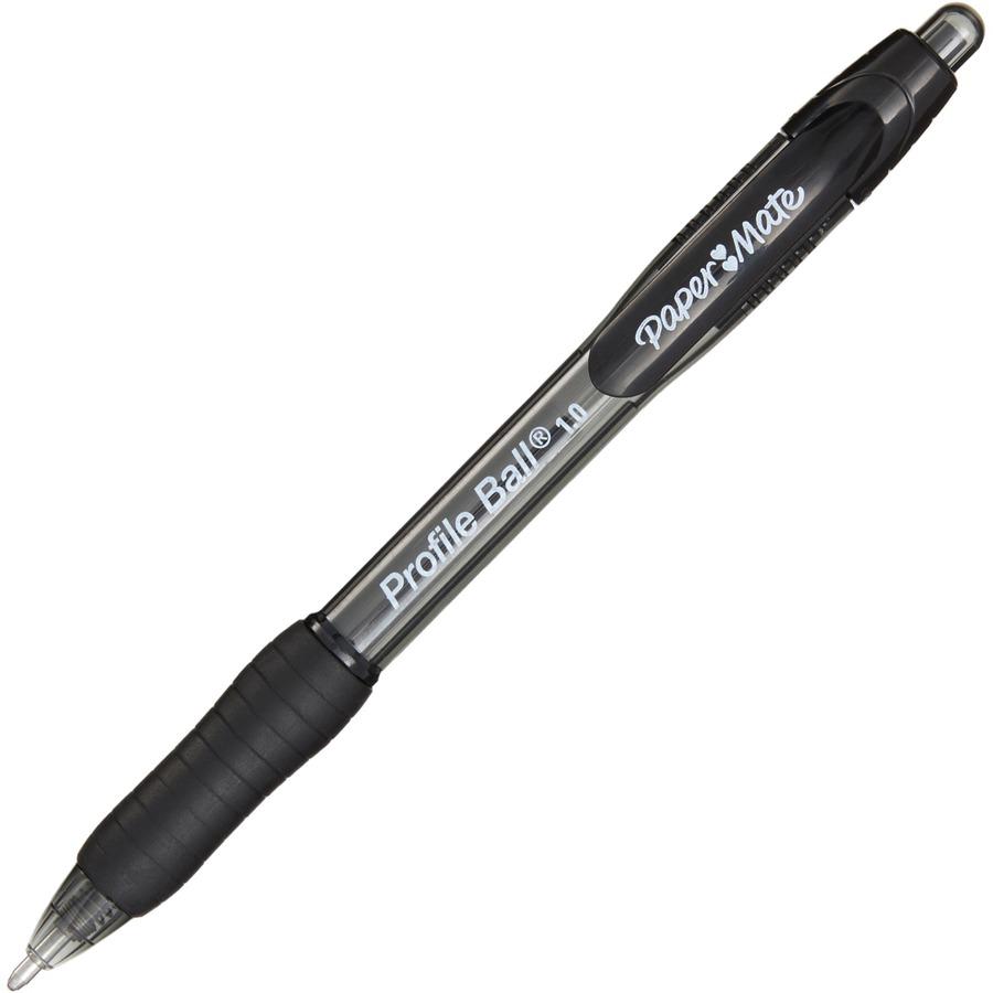 Paper Mate Profile 1.0mm Ballpoint Pens - Medium Pen Point - 1 mm Pen Point Size - Conical Pen Point Style - Retractable - Black - Black Barrel - 1 Dozen. Picture 2
