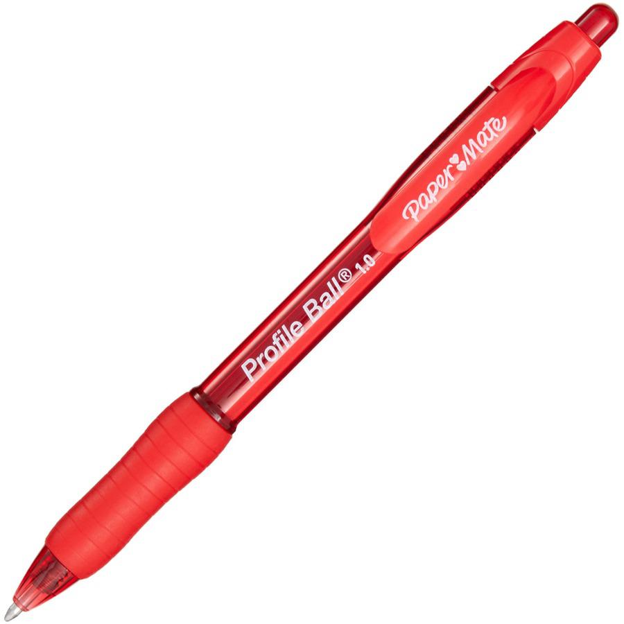 Paper Mate Profile 1.0mm Ballpoint Pens - Medium Pen Point - 1 mm Pen Point Size - Conical Pen Point Style - Retractable - Red - Red Barrel - 1 Dozen. Picture 3