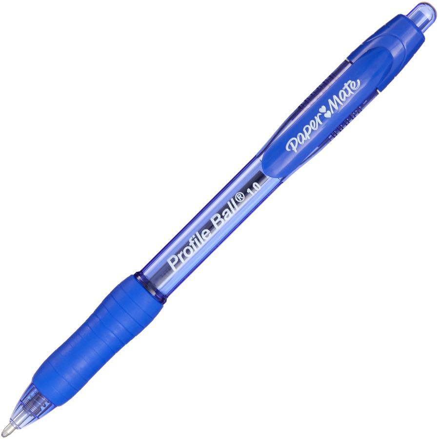Paper Mate Profile 1.0mm Ballpoint Pens - Medium Pen Point - 1 mm Pen Point Size - Conical Pen Point Style - Retractable - Blue - Blue Barrel - 36 / Box. Picture 6