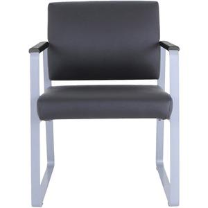 Lorell Healthcare Seating Guest Chair - Silver Powder Coated Steel Frame - Black - Vinyl - 1 / Each. Picture 13