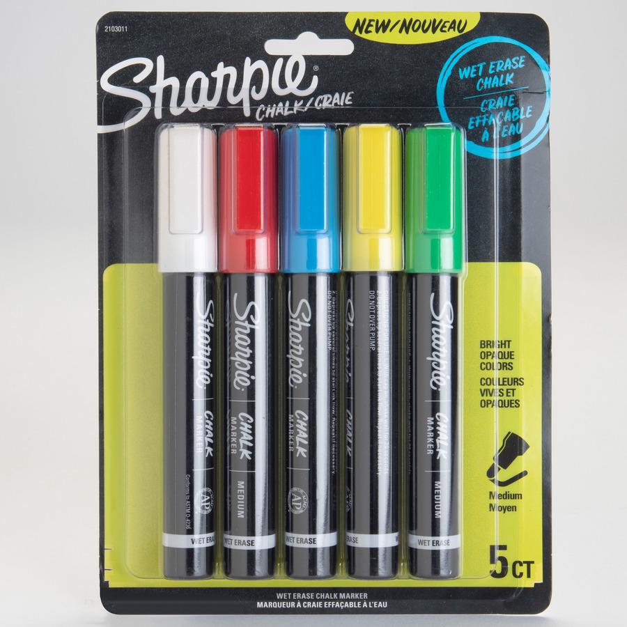 Sharpie Wet Erase Chalk Markers - Medium Marker Point - Blue, Yellow, White, Red, Green - 1 Pack. Picture 3