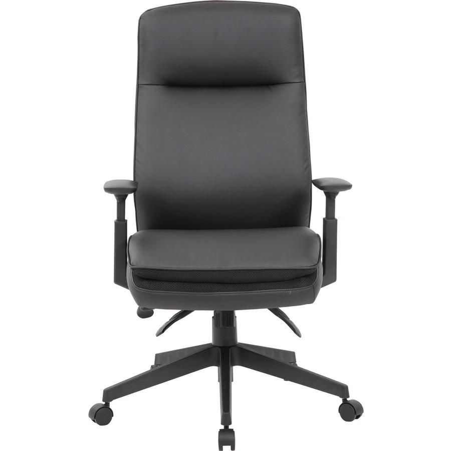 Lorell Soft High-back Executive Office Chair - Black Vinyl Seat - Black Vinyl Back - Black Frame - High Back - 5-star Base - Armrest - 1 Each. Picture 4