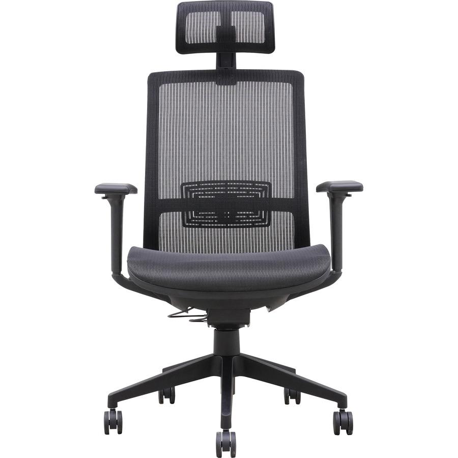 Lorell Mesh High-Back Task Chair With Headrest - Black - Armrest - 1 Each. Picture 4