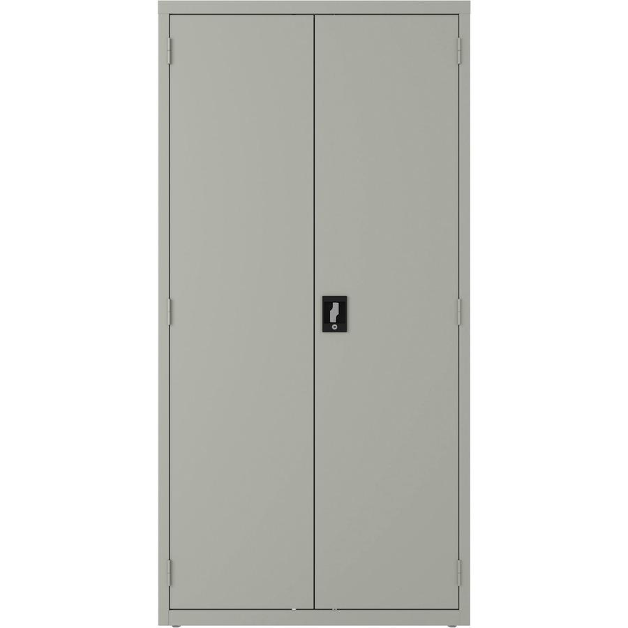 Lorell Wardrobe Storage Cabinet - 36" x 18" x 72" - 2 x Shelf(ves) - Durable, Welded, Recessed Handle, Removable Lock, Locking System, Adjustable Shelf - Light Gray - Steel - Recycled. Picture 5