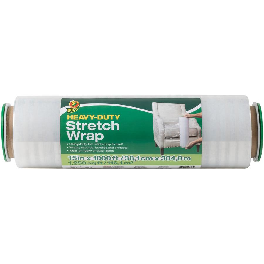 Duck Heavy-duty Stretch Wrap - 15" Width x 1000 ft Length - Heavy Duty, Handle, Self-stick, Residue-free, Non-adhesive - Plastic - Clear - 1Each. Picture 2