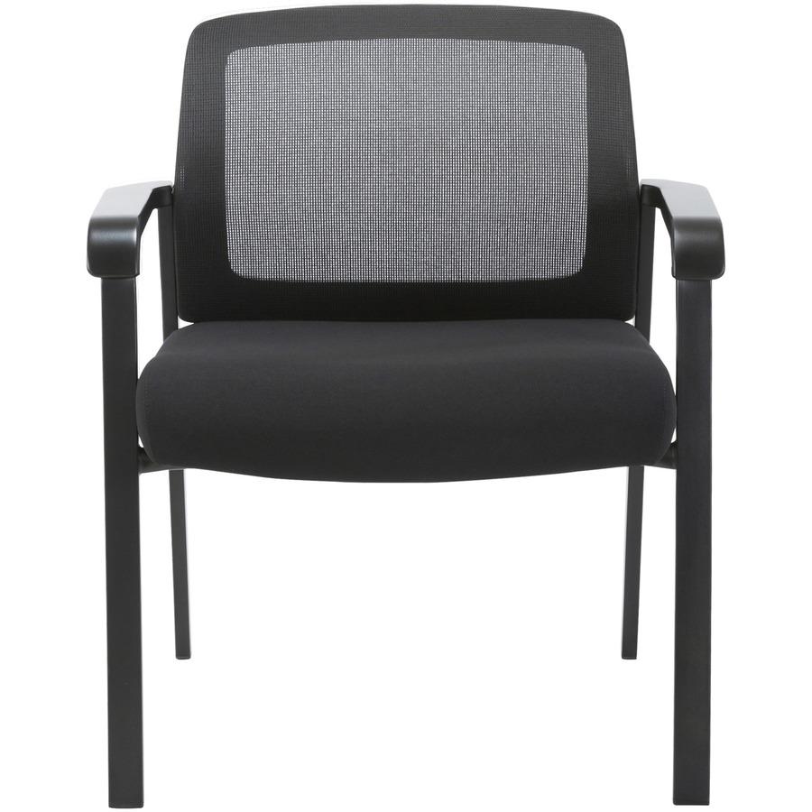 Lorell Big & Tall Mesh Low-Back Guest Chair - Fabric Seat - Mesh Back - Steel Frame - Low Back - Black - 1 Each. Picture 3