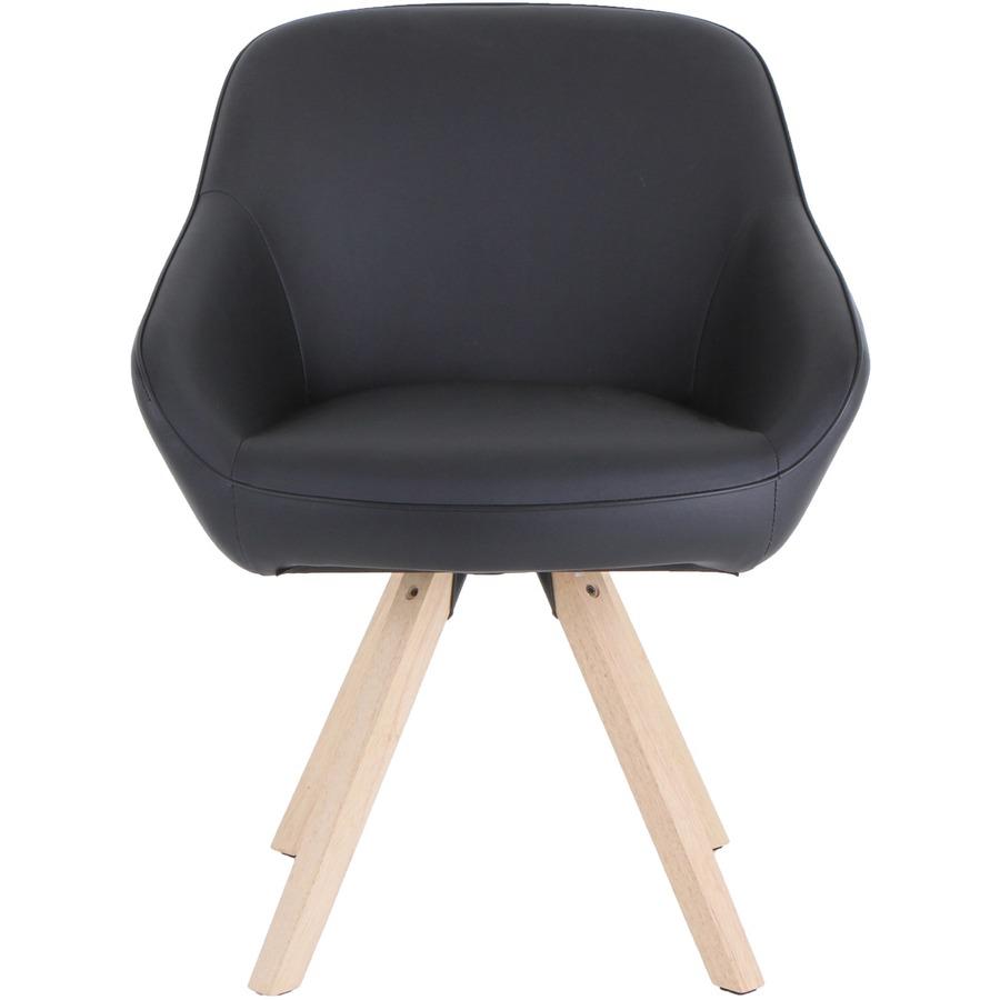 Lorell Natural Wood Legs Modern Guest Chair - Four-legged Base - Black - 1 Each. Picture 11